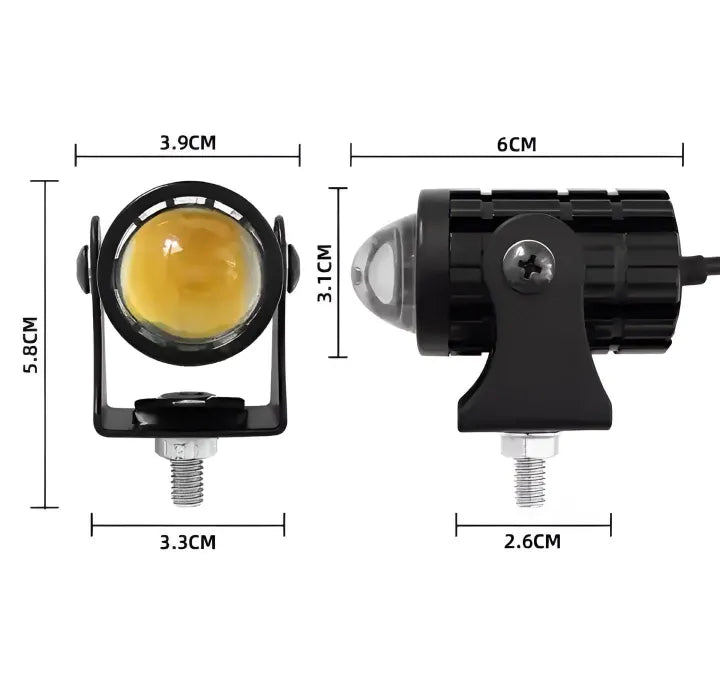 New Mini Driving Fog Light for All Motorcycle, Cars, Jeep Dual Function White-Yellow Lens Projectors Auxiliary Light 20w(2Pcs)