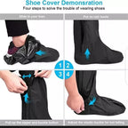 1 pair Black Waterproof Rain Boot Shoe Cover with reflector