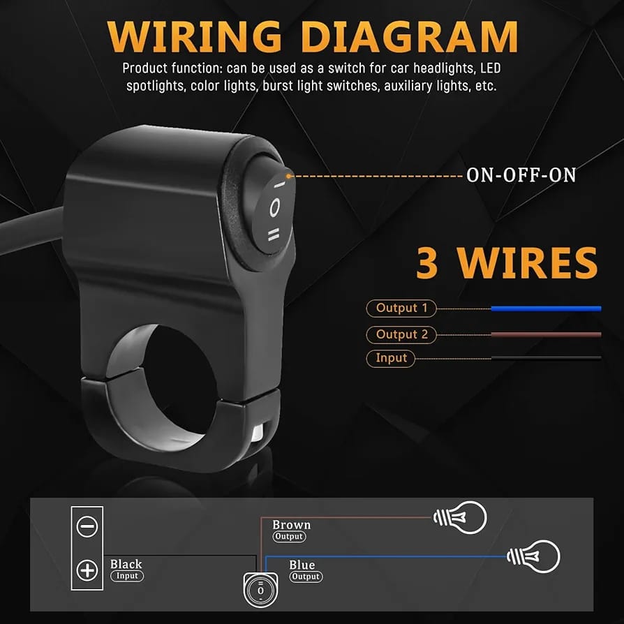 Motorcycle Metal Switch Waterproof Double Point Switch for Bike Headlight High Low Beam 1 Pc