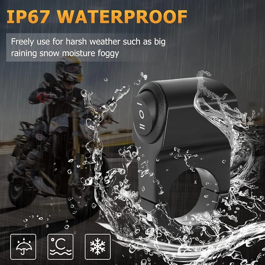 Motorcycle Metal Switch Waterproof Double Point Switch for Bike Headlight High Low Beam 1 Pc