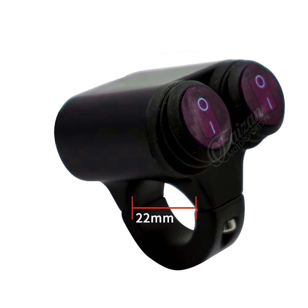 Switch Assembly SA26 – Aluminium Body – 2 Device ON OFF Button – LED Light – Motorcycle