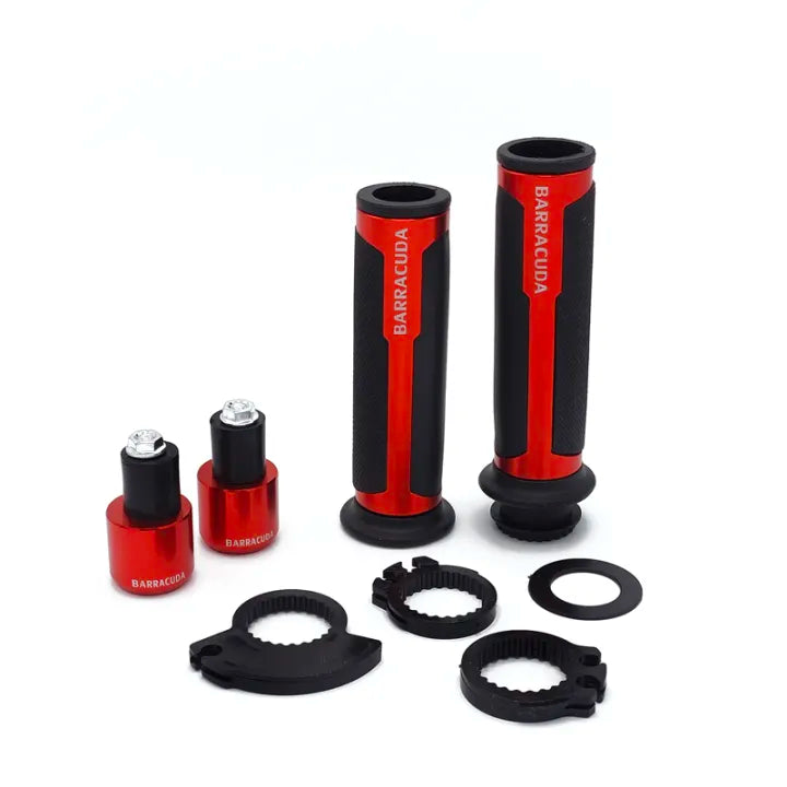Universal BARRACUDA Aluminum Motorcycle Handle Bar Soft Grips CNC 7/8" 22mm - RED