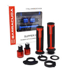 Universal BARRACUDA Aluminum Motorcycle Handle Bar Soft Grips CNC 7/8" 22mm - RED